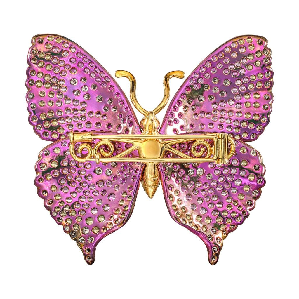 Titanium, Gold, Pink Sapphire, Gem Set and Colored Diamond 'BUTTERFLY' Brooch