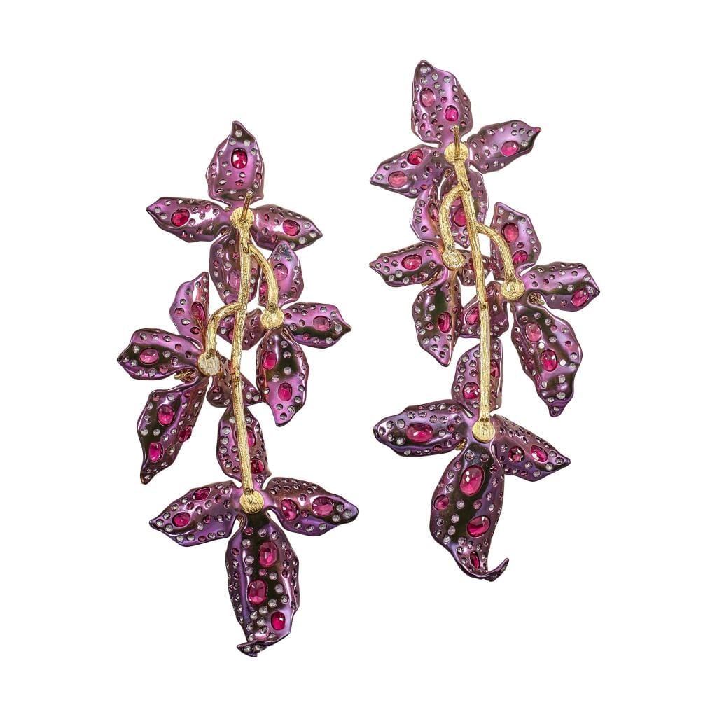 Titanium, Gold, Sapphire, Pink Sapphire, Spinel Earrings