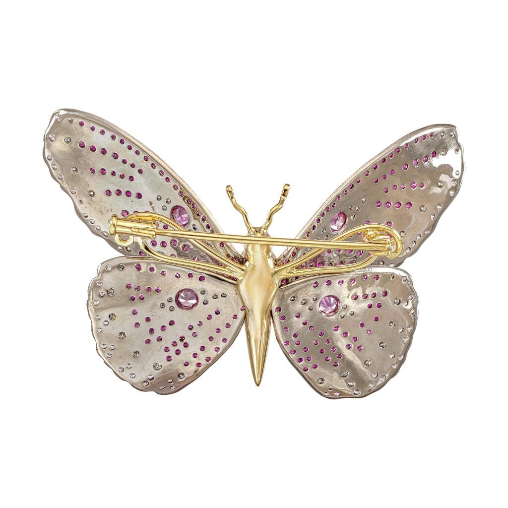 Titanium, Gold, Pink Sapphire and Diamond 'BUTTERFLY' Brooch