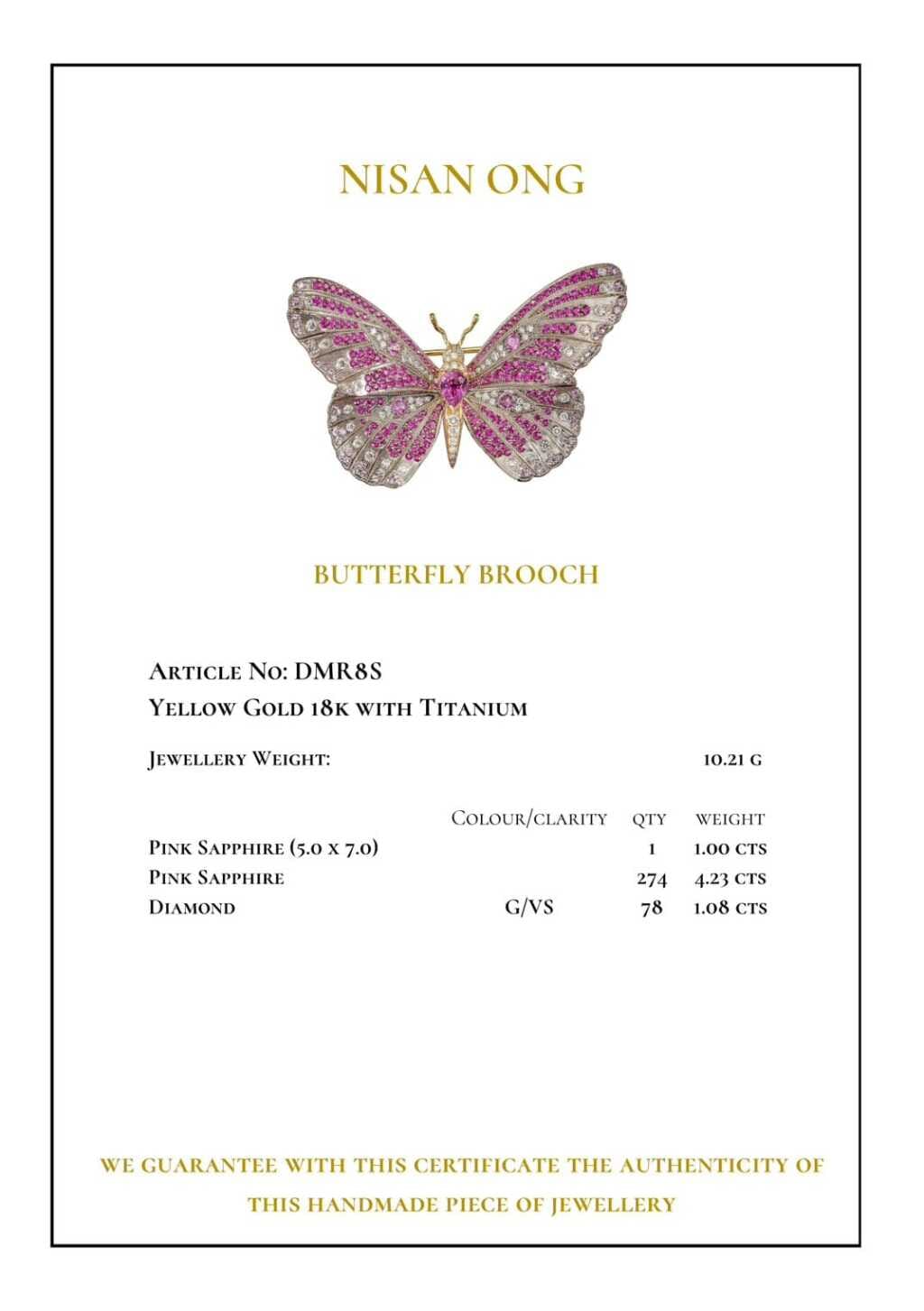 Titanium, Gold, Pink Sapphire and Diamond 'BUTTERFLY' Brooch