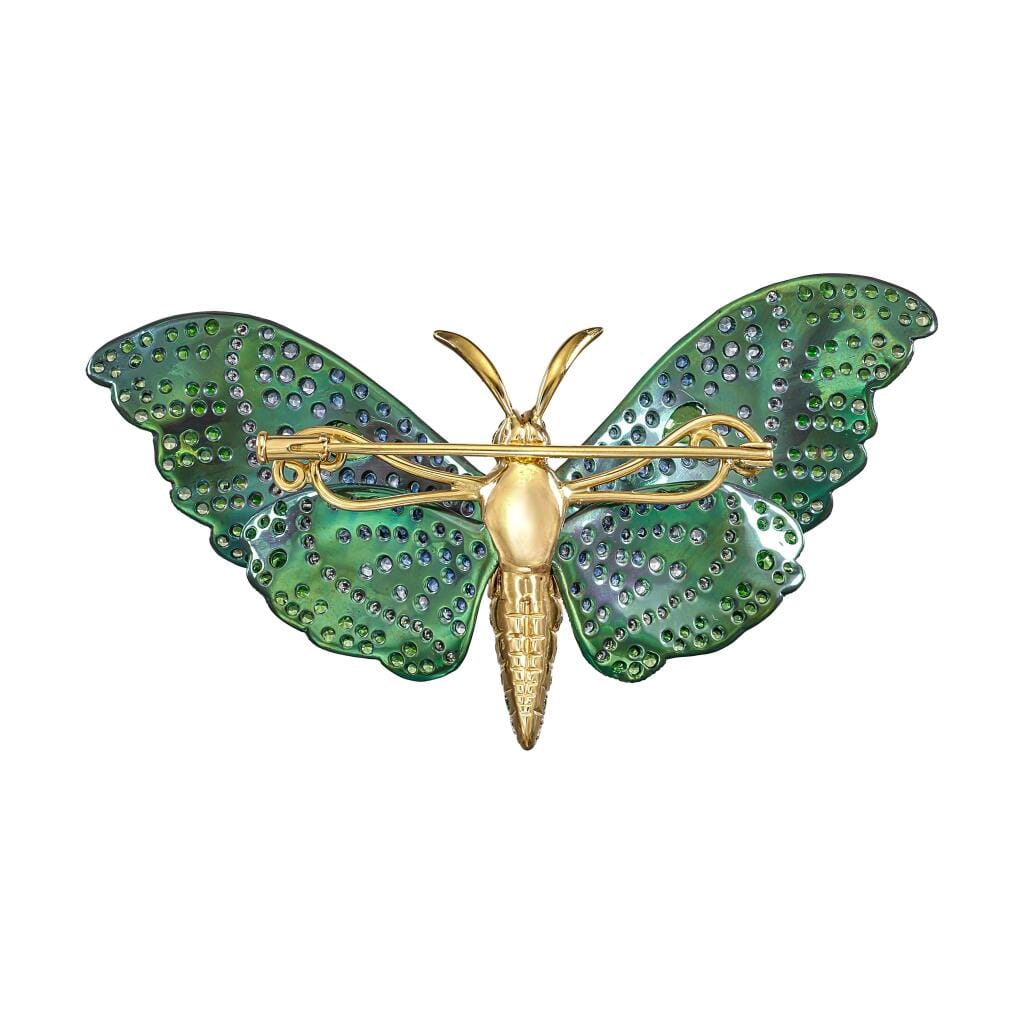 Titanium, Gold, Tsavorite Garnet, Sapphire and Diamond 'BUTTERFLY' Brooch