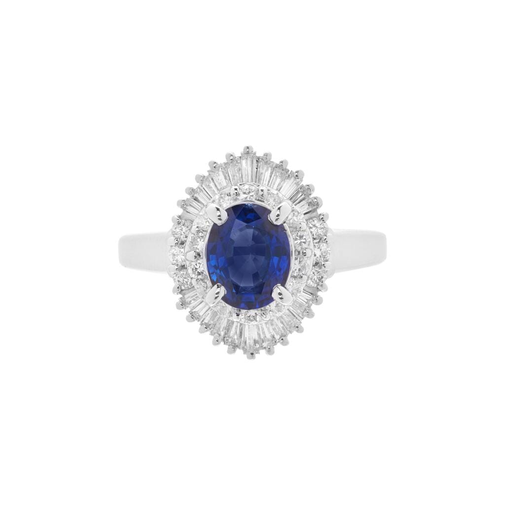Platinum, 1.45ct Sapphire and Diamond Ring