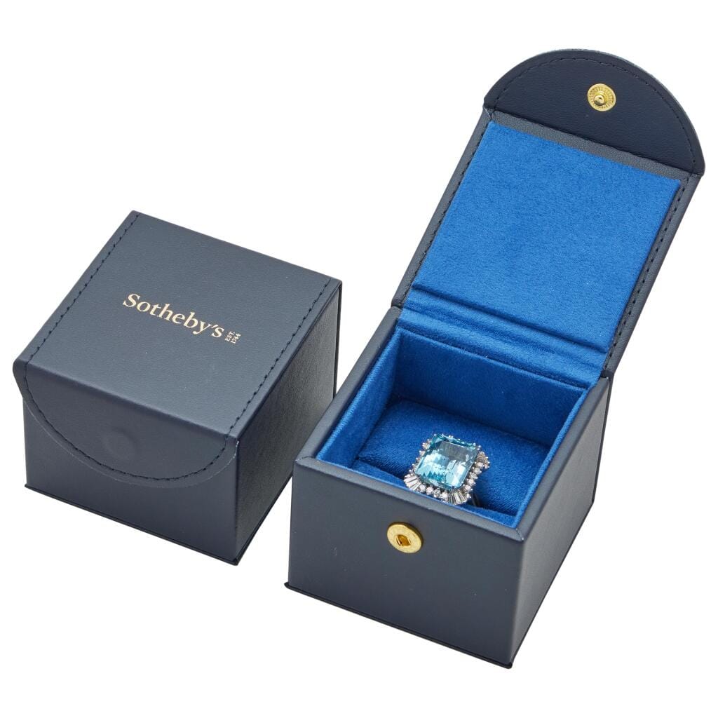 White Gold, Gold, 14.40ct Aquamarine and Diamond Ring