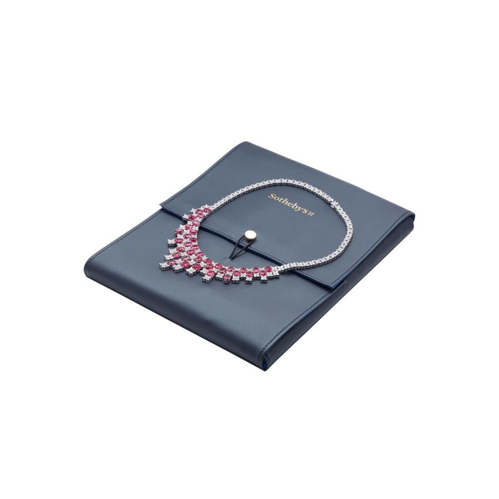 White Gold, 51.90 Mozambique Ruby and Diamond Necklace