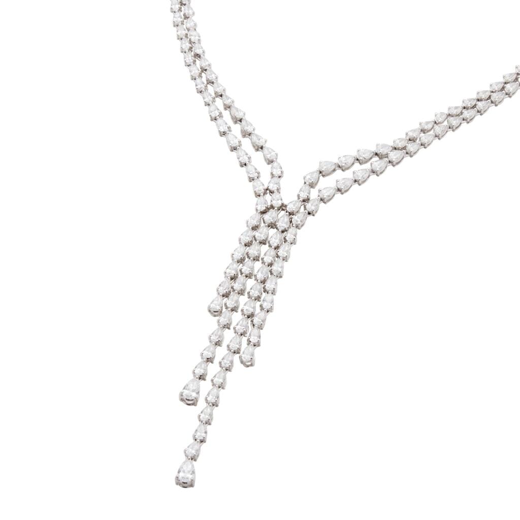 White Gold and 20.60ctw Pear Shape Diamond Lariat Necklace