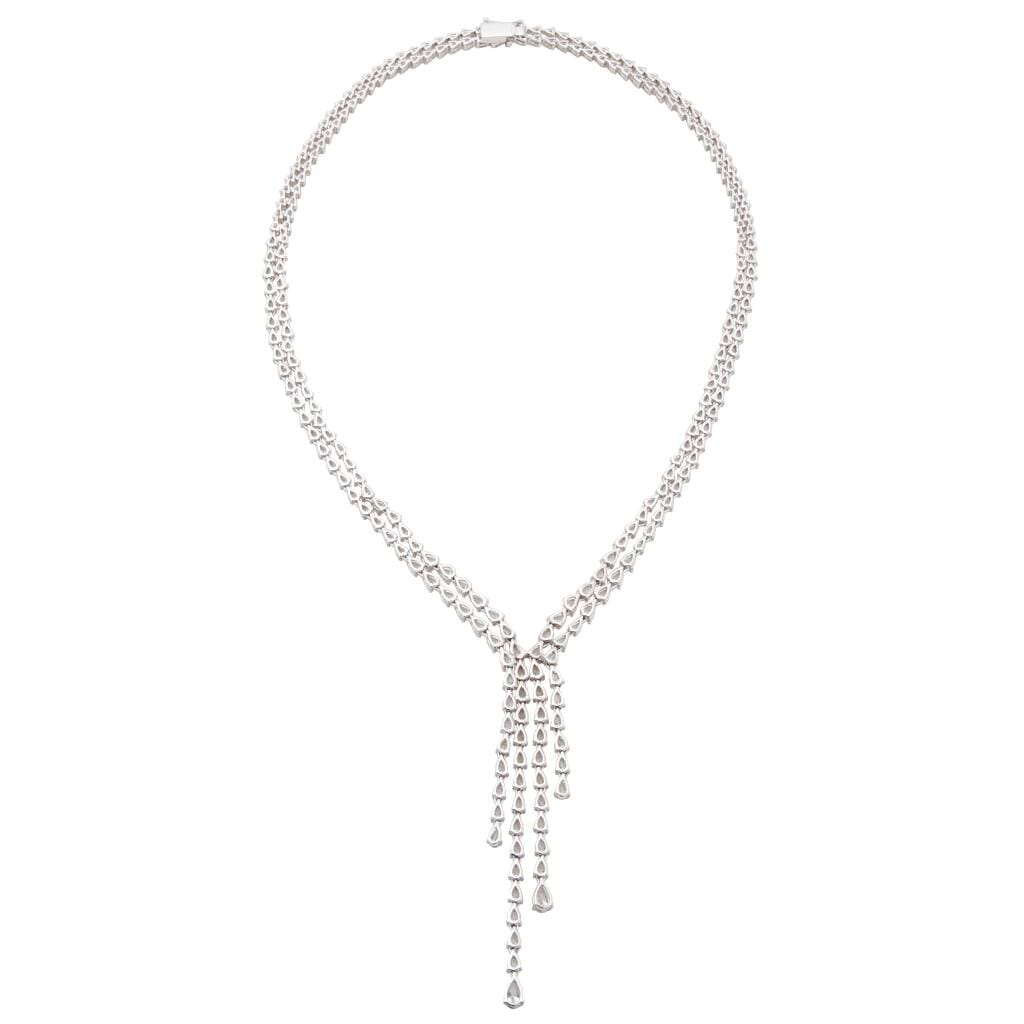 White Gold and 20.60ctw Pear Shape Diamond Lariat Necklace
