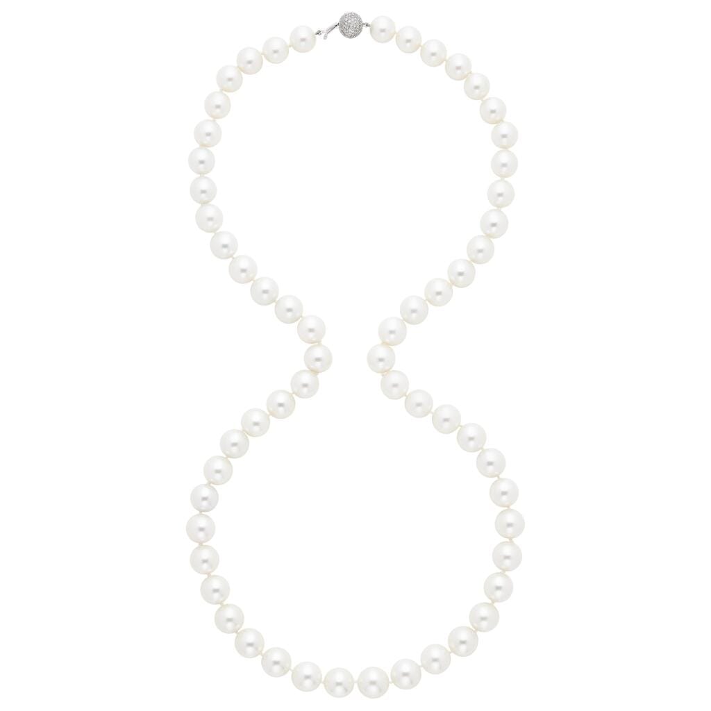 White Gold, Cultured Pearl and Diamond Necklace
