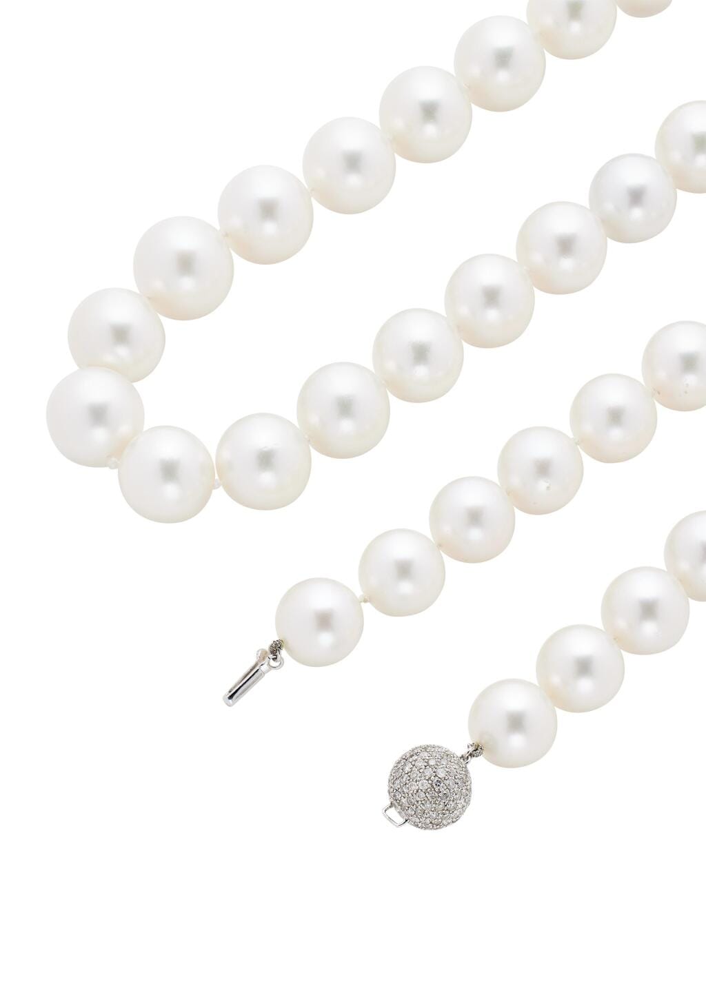 White Gold, Cultured Pearl and Diamond Necklace