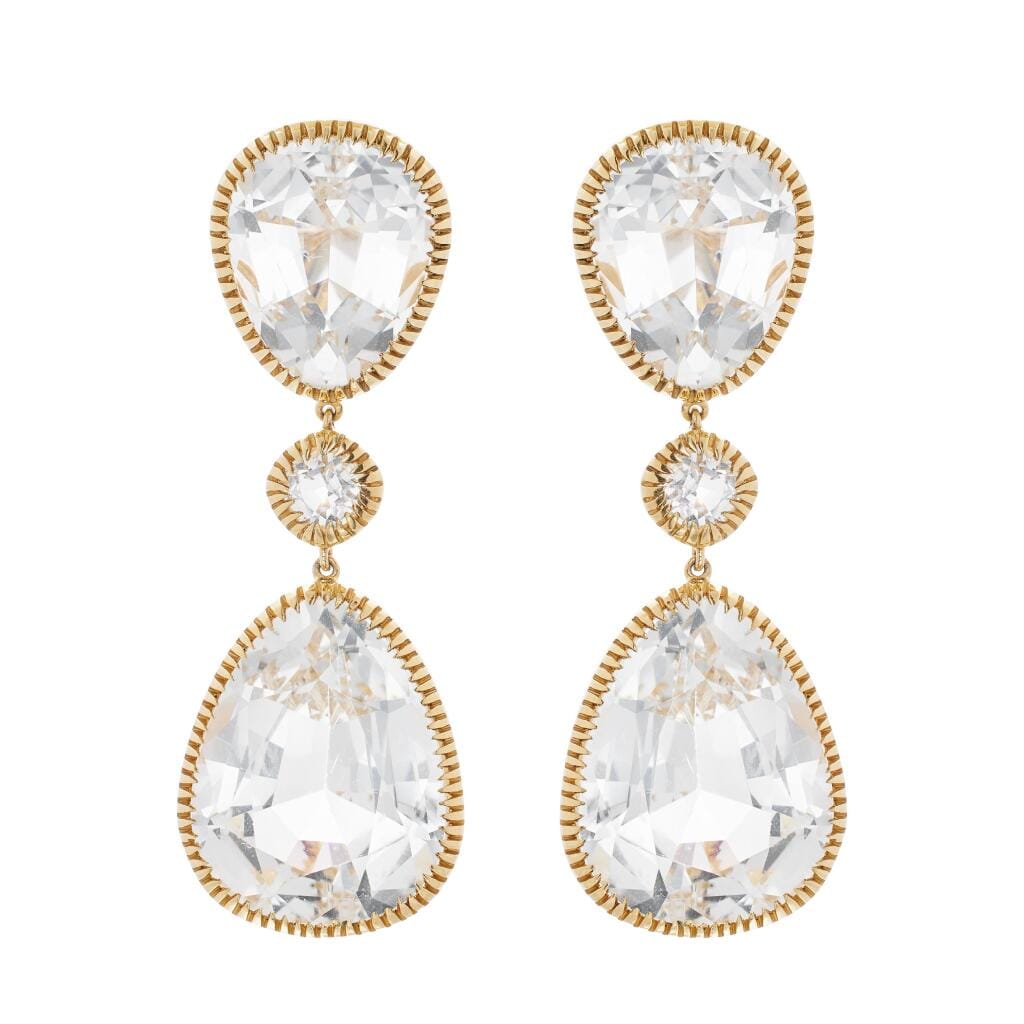 Gold and Topaz Byzantine Drop Earclips