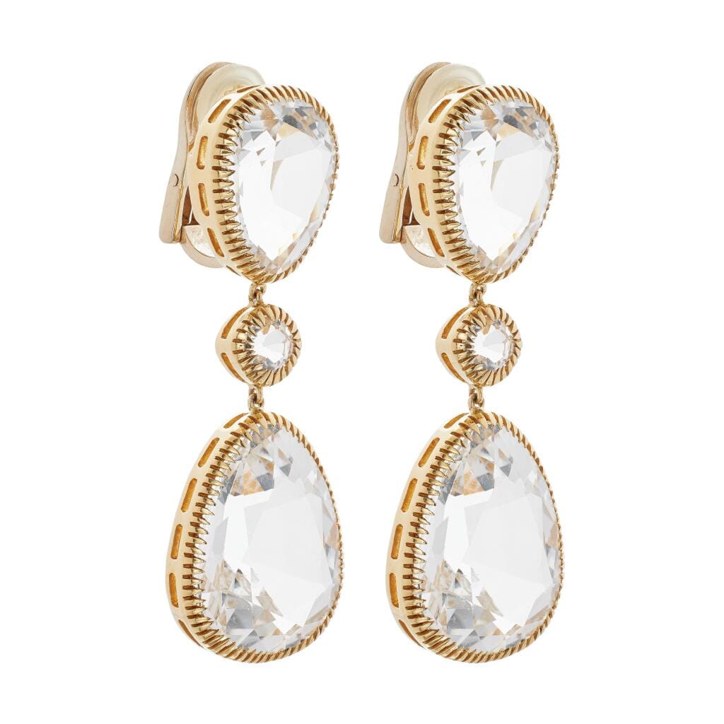 Gold and Topaz Byzantine Drop Earclips