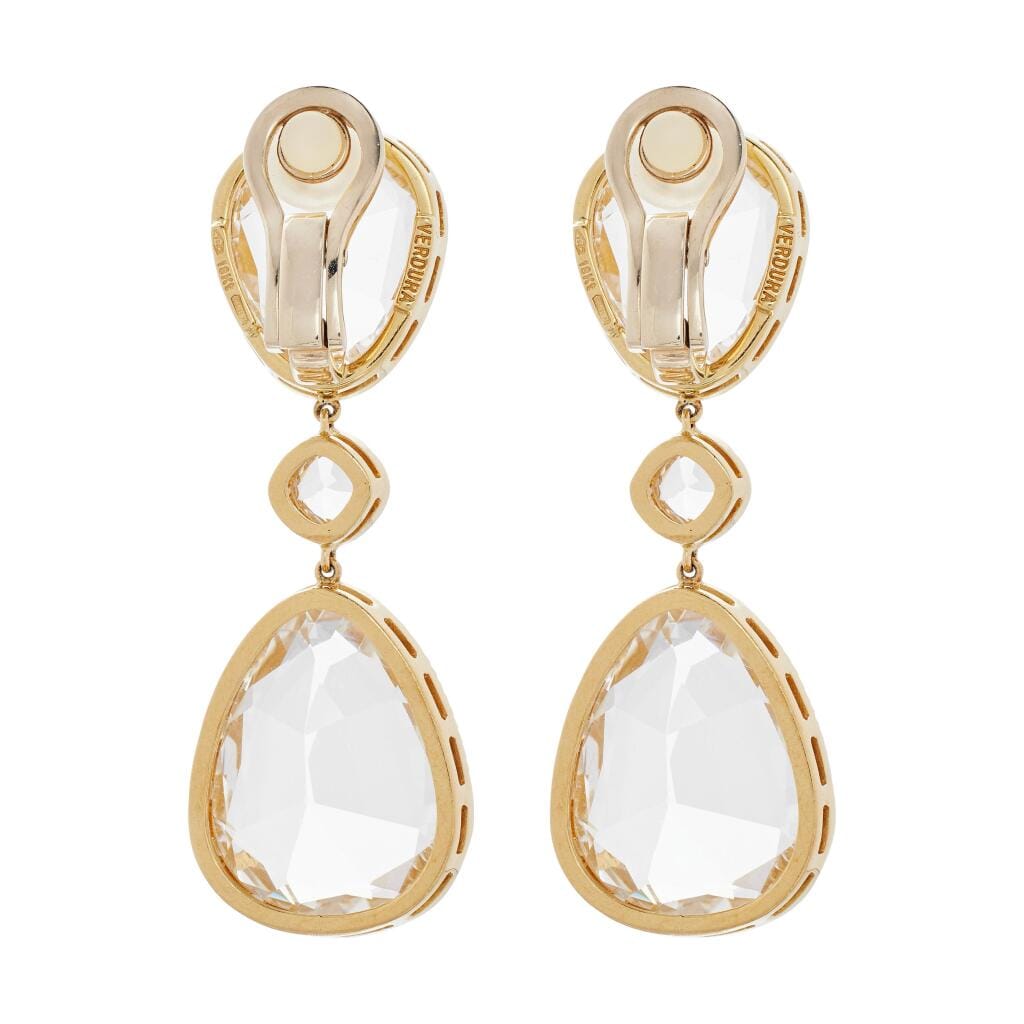Gold and Topaz Byzantine Drop Earclips