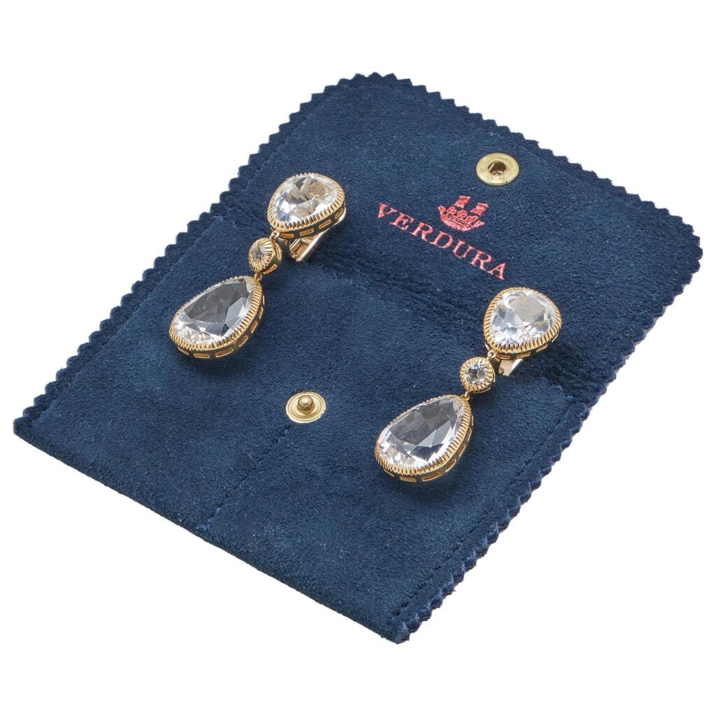 Gold and Topaz Byzantine Drop Earclips