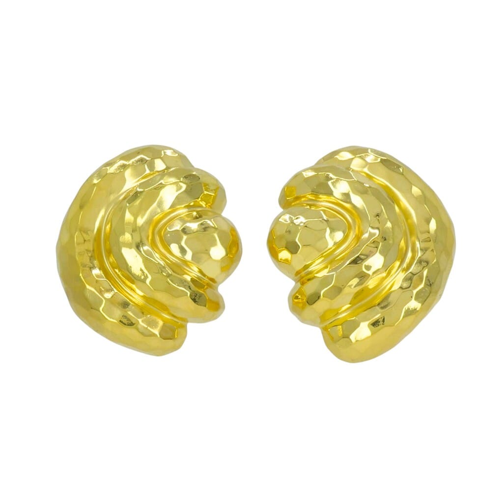 Vintage Gold Hammered Earclips