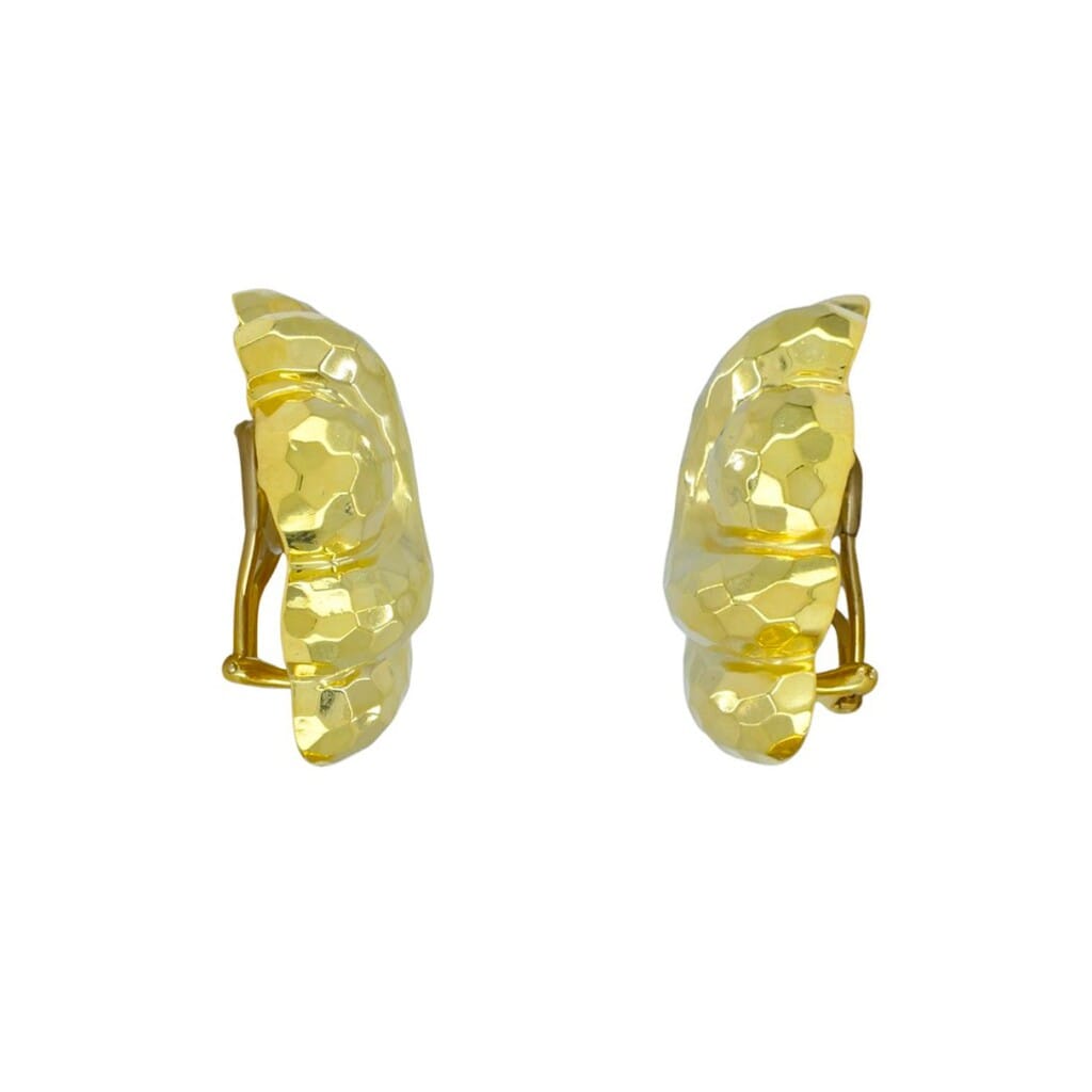 Vintage Gold Hammered Earclips