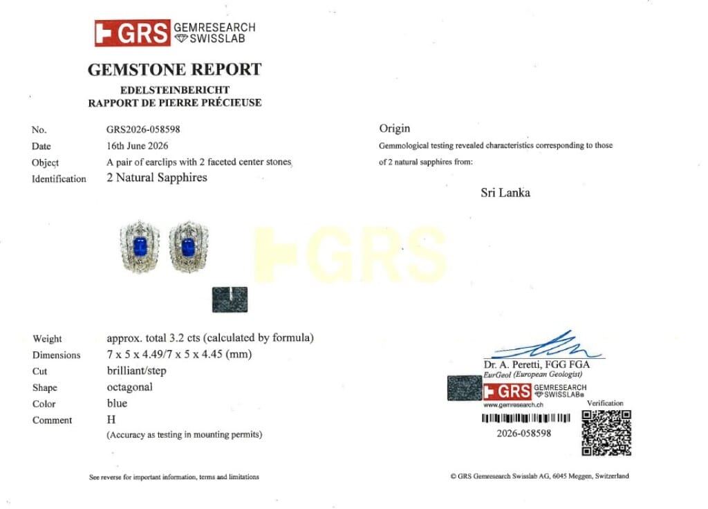 White Gold, Ceylon Sapphire and Diamond Ring and Earclips Set