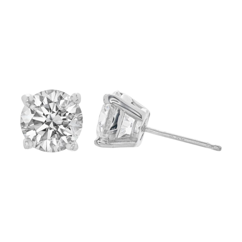 Platinum and 2.65ctw Round Brilliant Cut Diamond Stud Earrings
