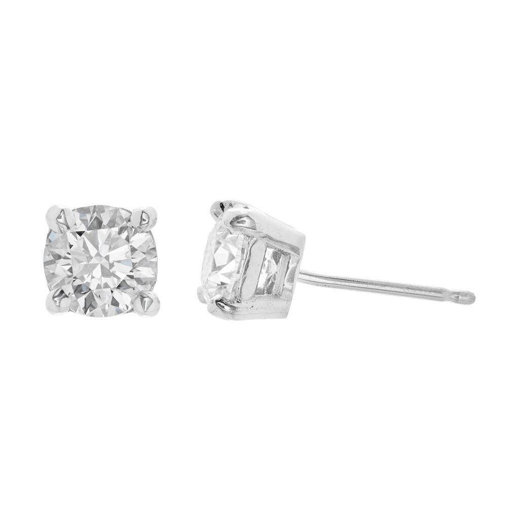 Platinum and 1.40ctw Round Brilliant Cut Diamond Stud Earrings