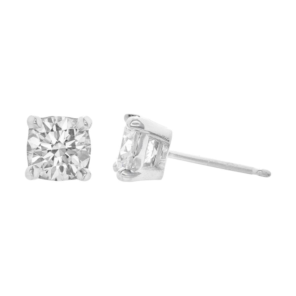 Platinum and 1.16ctw Round Brilliant Cut Diamond Stud Earrings