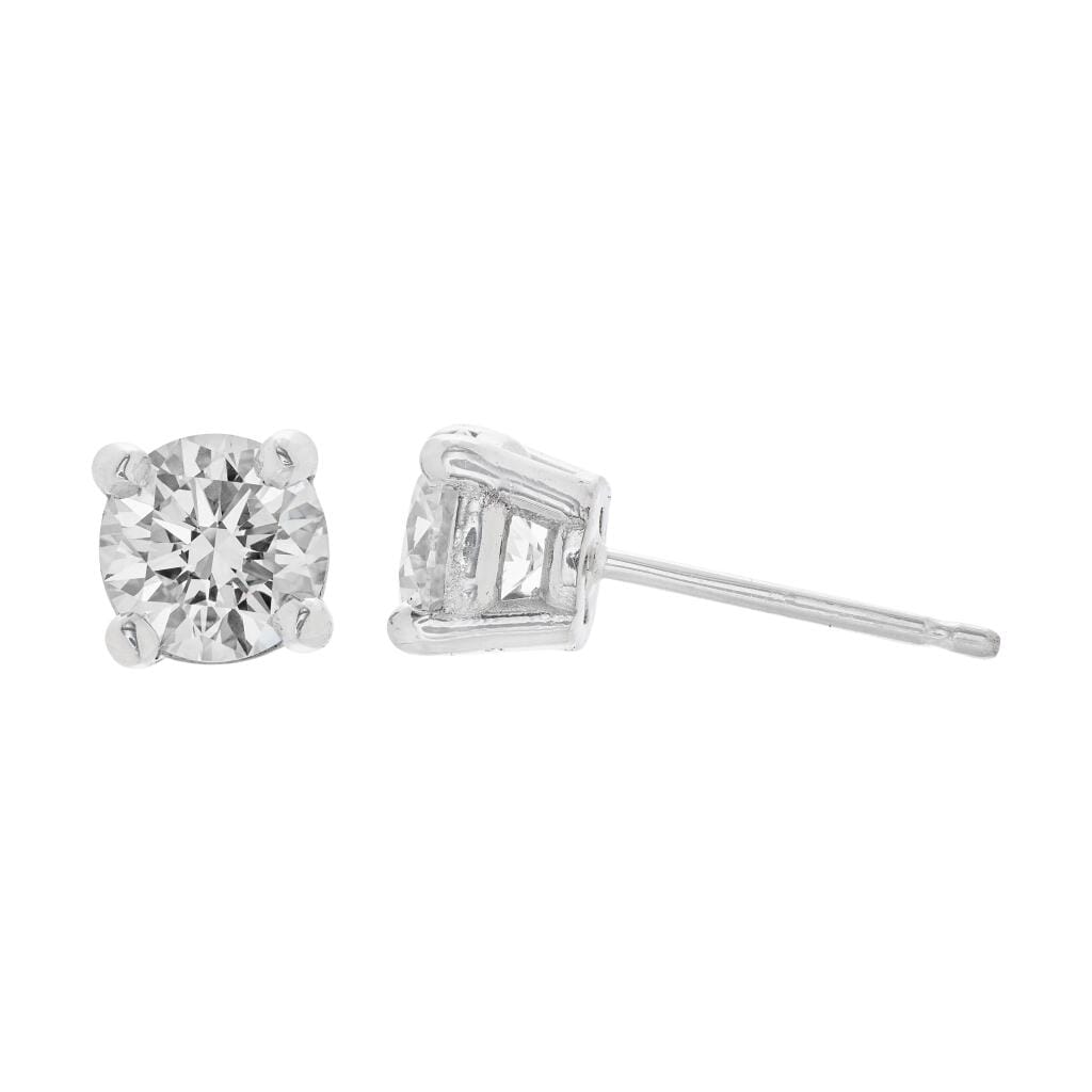 Platinum and 1.05ctw Round Brilliant Cut Diamond Stud Earrings