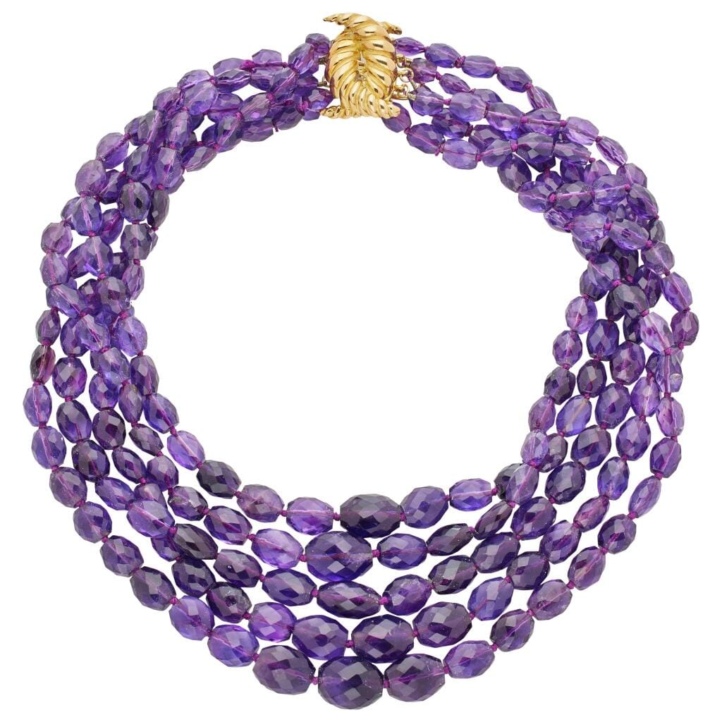 Gold and Amethyst Bead Necklace