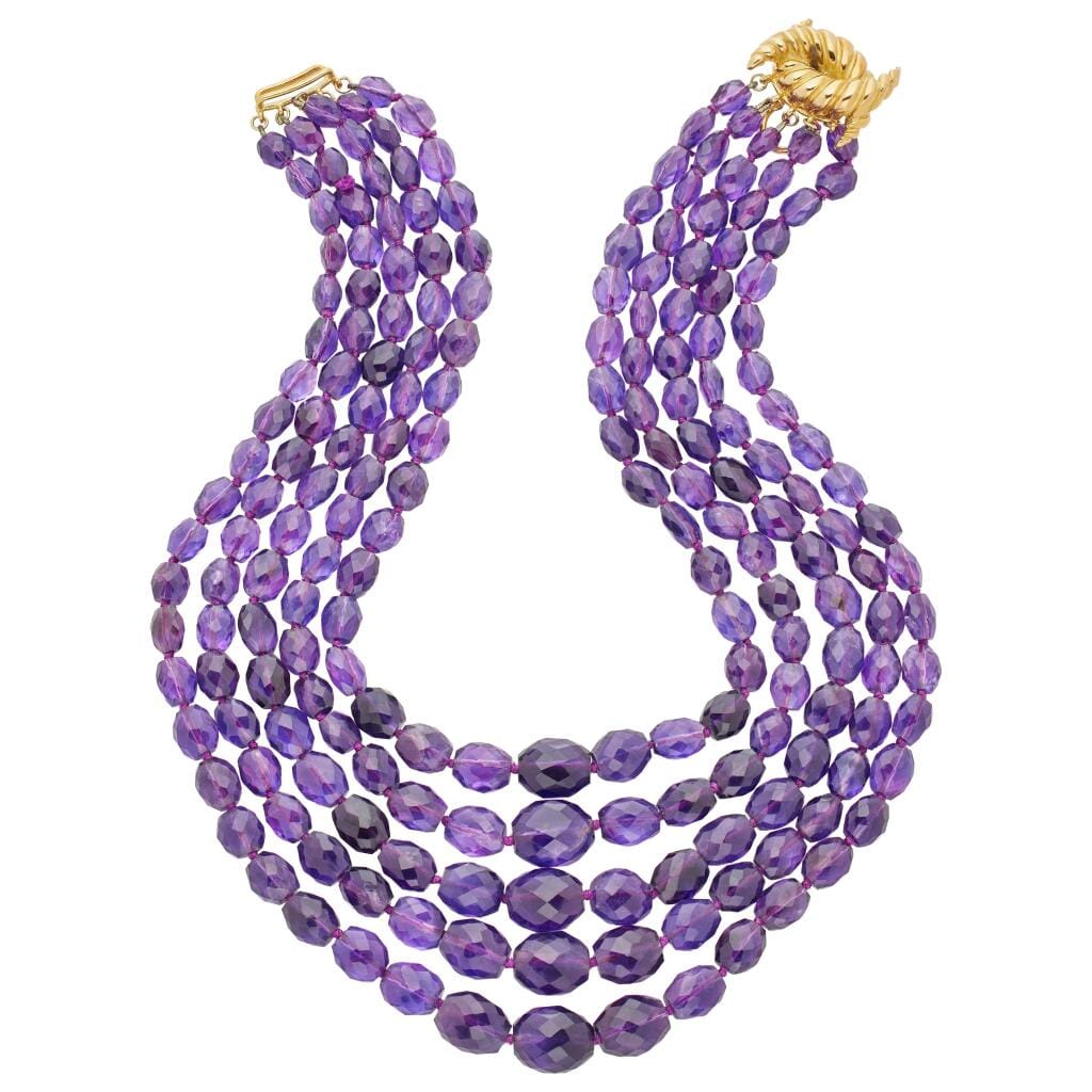 Gold and Amethyst Bead Necklace