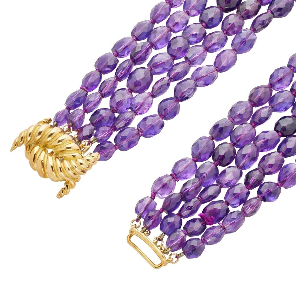 Gold and Amethyst Bead Necklace