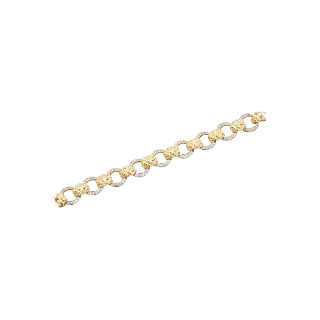 Gold, White Gold and Diamond Link Bracelet