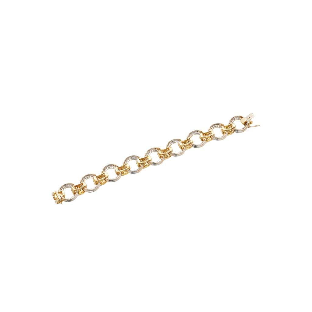 Gold, White Gold and Diamond Link Bracelet
