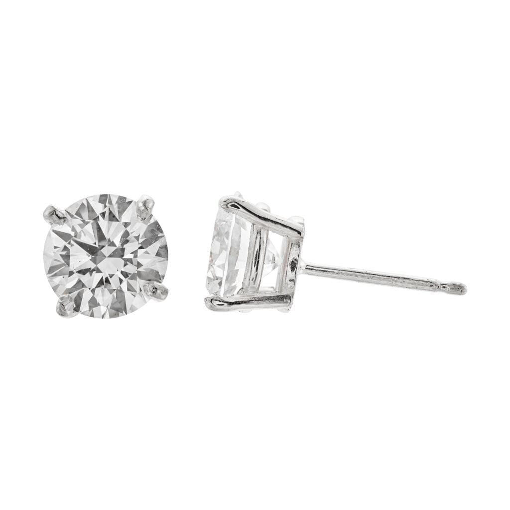Platinum and 2.33ctw Round Brilliant Cut Diamond Stud Earrings