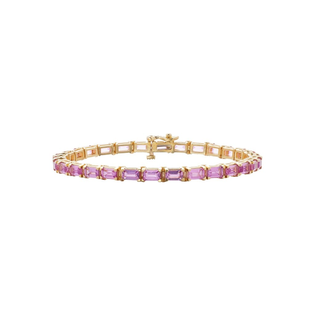 Gold and 10.90ctw Pink Sapphire Tennis Bracelet