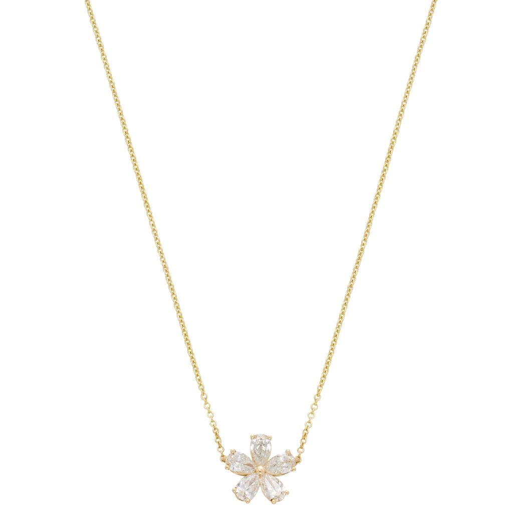 Gold and 1.50ctw Diamond Floral Pendant Necklace