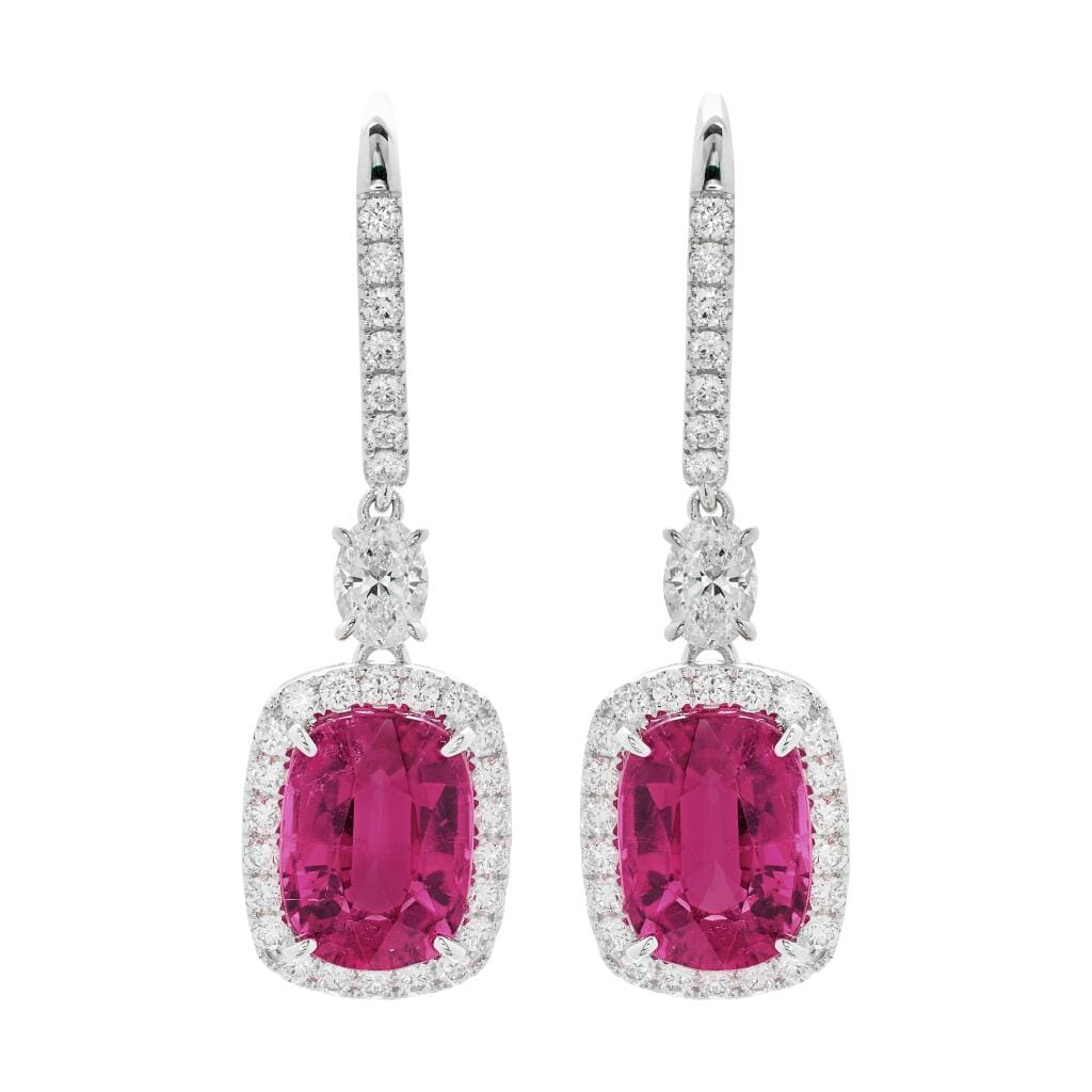 White Gold, 6.25ctw Tourmaline and Diamond Drop Earrings