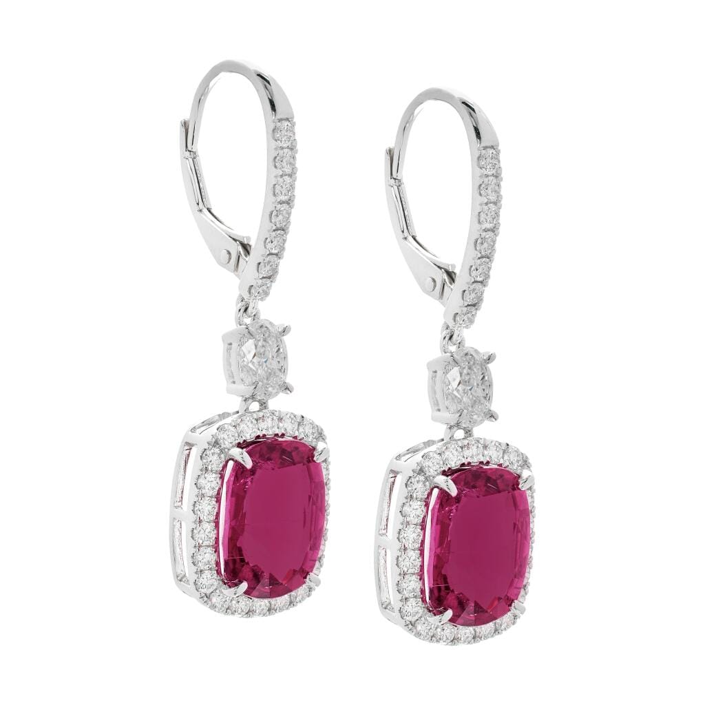 White Gold, 6.25ctw Tourmaline and Diamond Drop Earrings