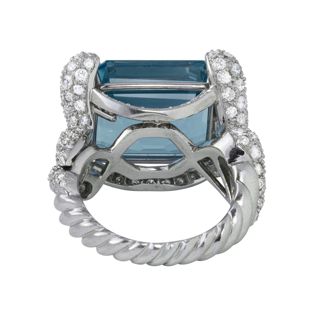 Platinum, 20.00ct Aquamarine and Diamond Ring