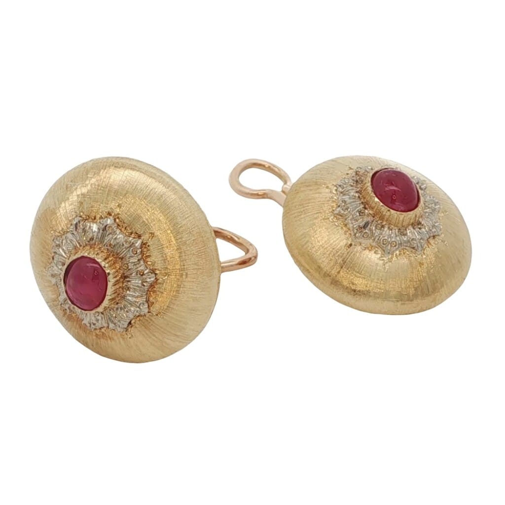 Vintage Gold and Ruby Earclips