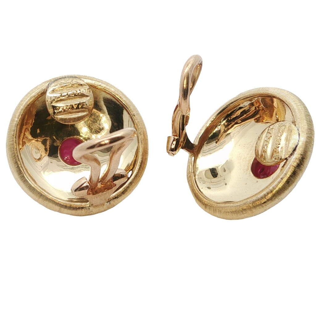 Vintage Gold and Ruby Earclips