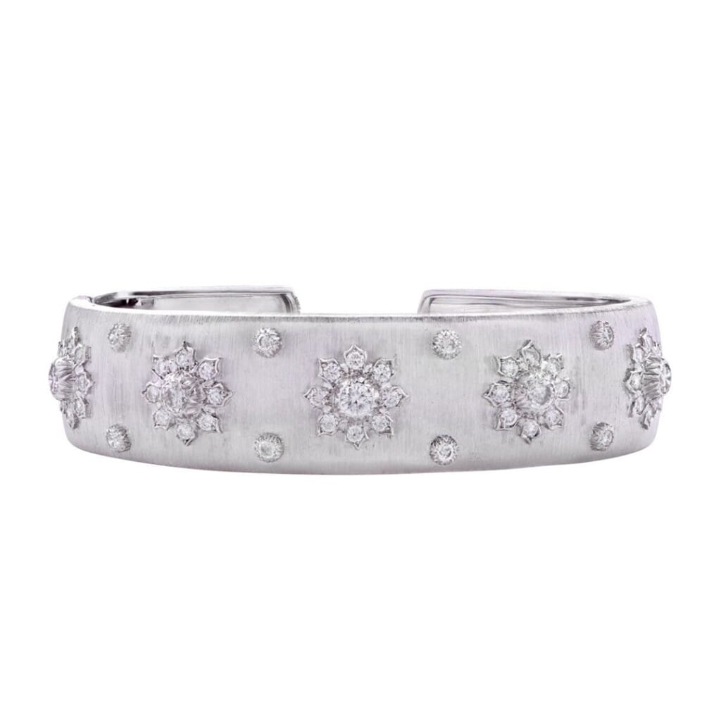 Vintage White Gold and Diamond Cuff Bracelet