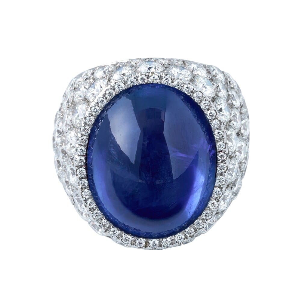 White Gold, 34.18ct Ceylon Sapphire and Diamond Ring