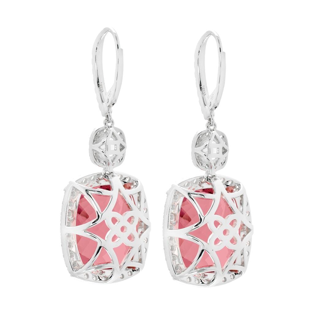 White Gold, 27.20ctw Tourmaline and Diamond Drop Earrings