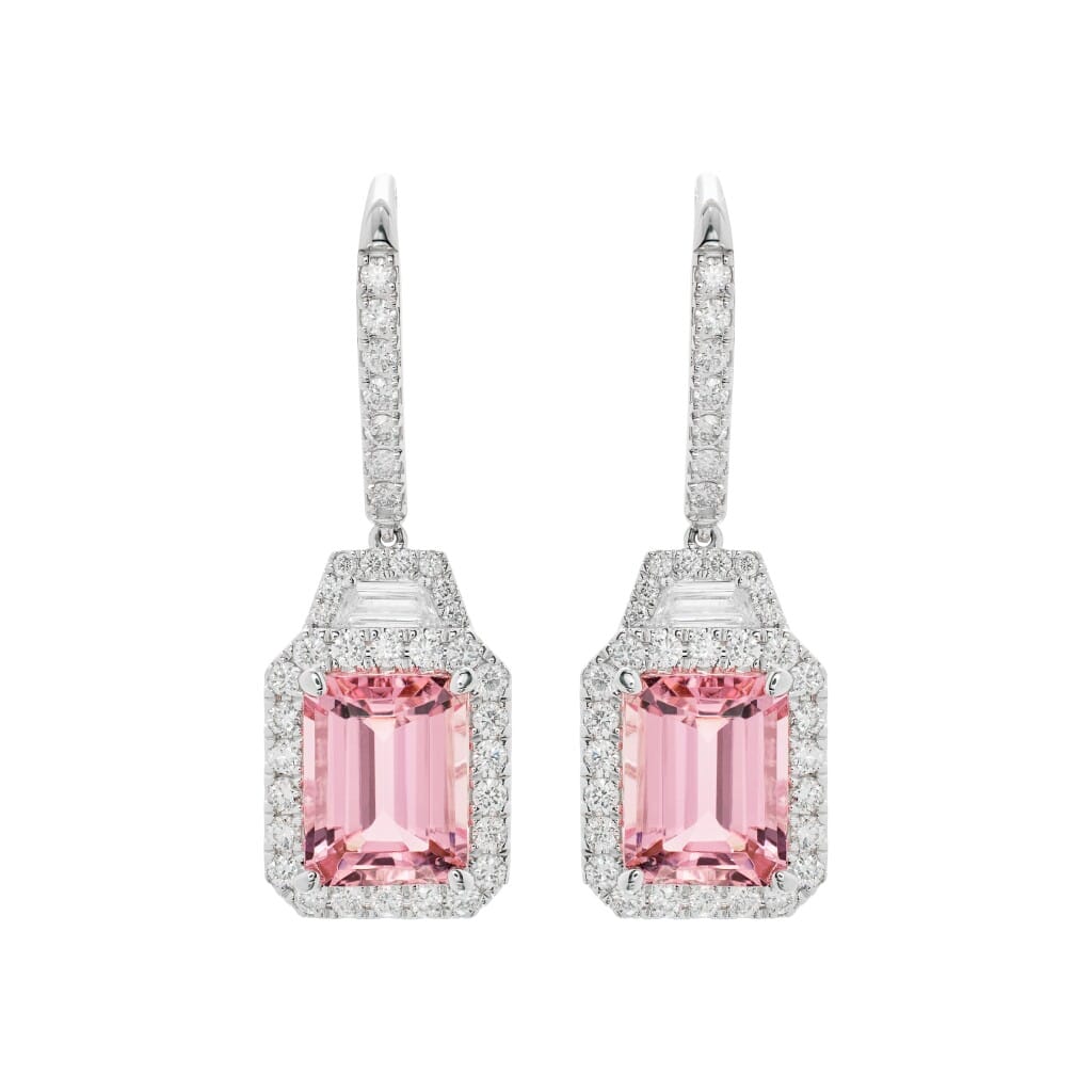White Gold, 4.80ctw Tourmaline and Diamond Drop Earrings