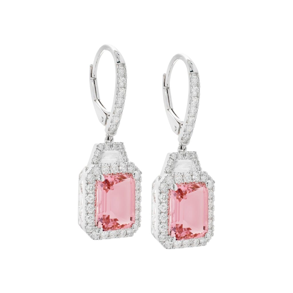 White Gold, 4.80ctw Tourmaline and Diamond Drop Earrings