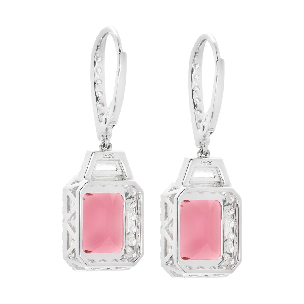 White Gold, 4.80ctw Tourmaline and Diamond Drop Earrings