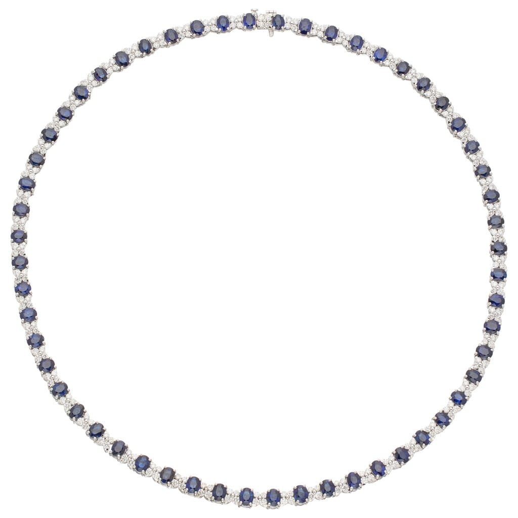 White Gold, 24.75ctw Sapphire and Diamond Necklace