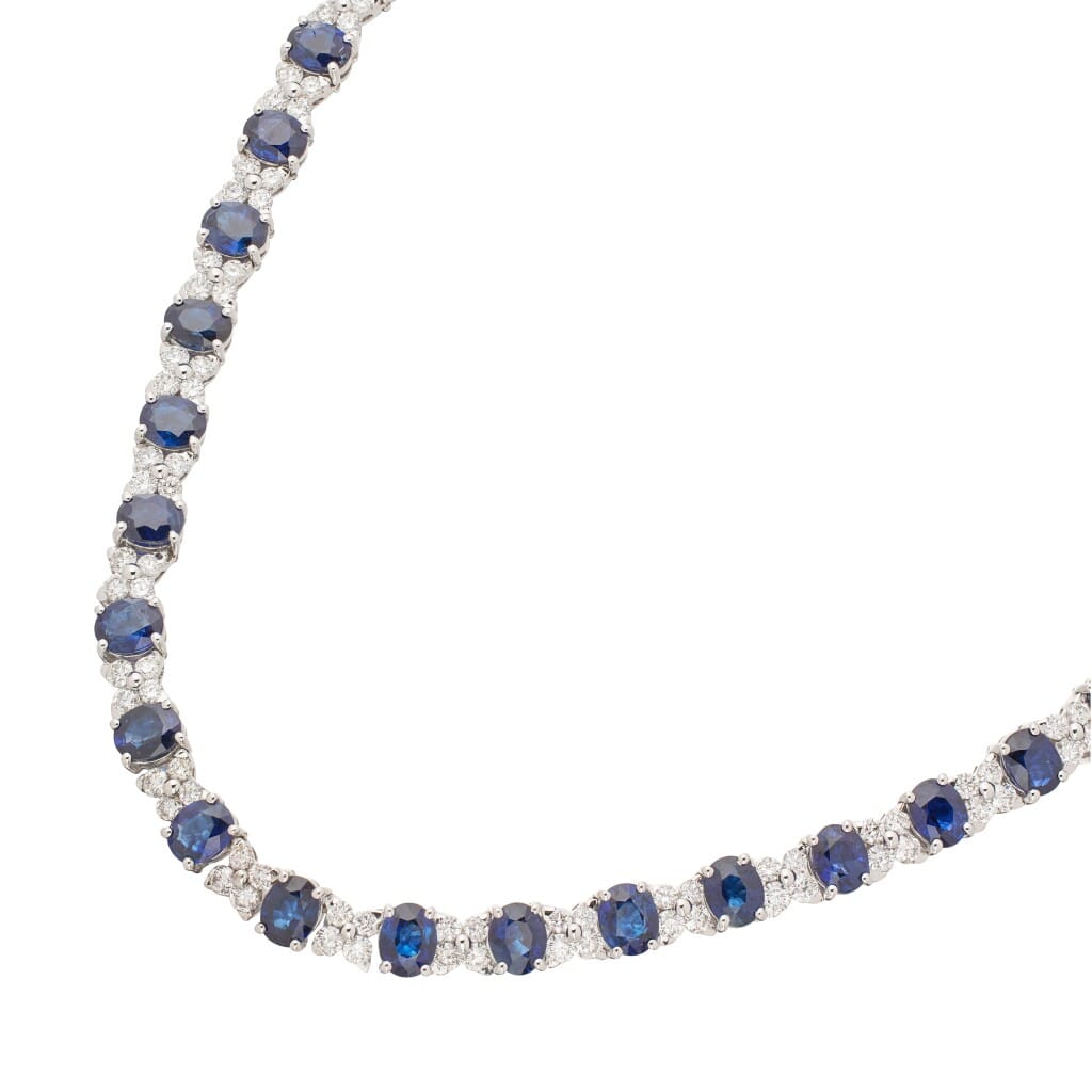 White Gold, 24.75ctw Sapphire and Diamond Necklace