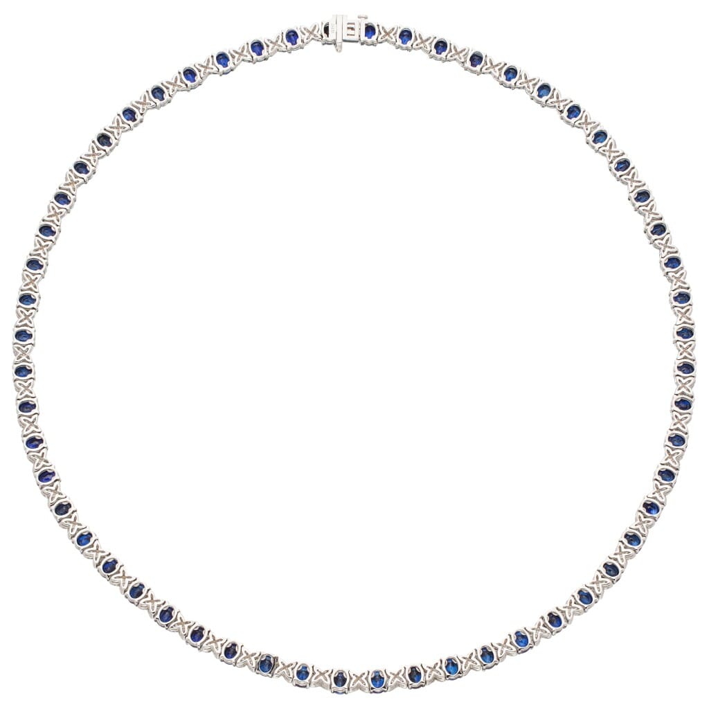White Gold, 24.75ctw Sapphire and Diamond Necklace