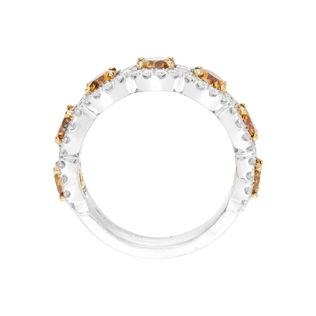 Gold, White Gold, 2.05ctw Orange Diamond and Diamond Half Eternity Band Ring
