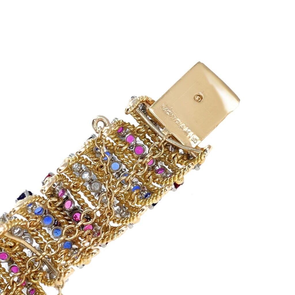 Vintage Gold, Platinum, Ruby, Sapphire and Diamond Bracelet