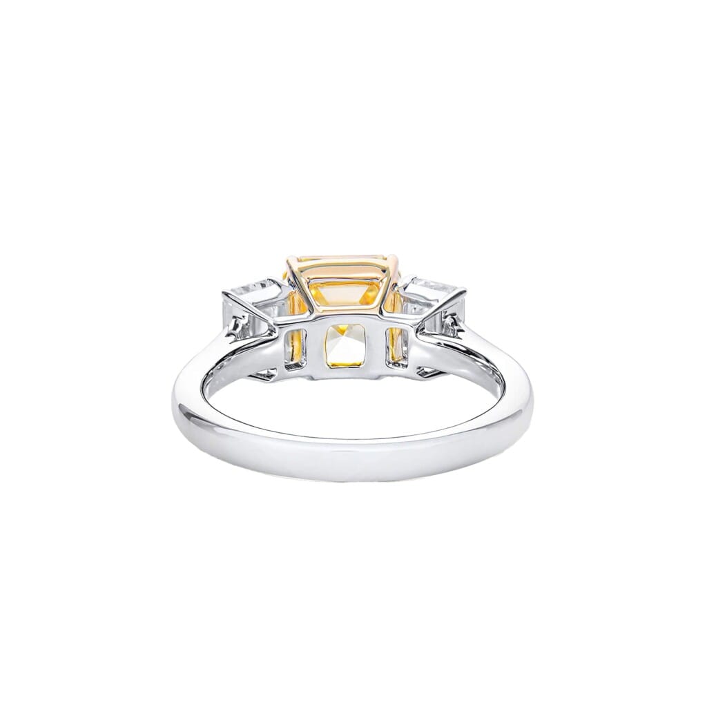 White Gold, 2.27ct Asscher Cut Fancy Yellow Diamond and Diamond Ring