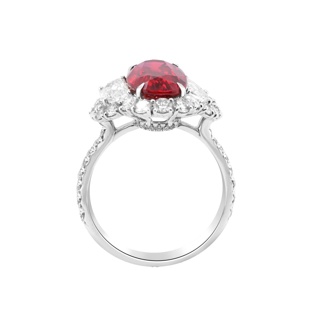 White Gold, 4.22ct Mozambique Pigeon's Blood Ruby and Diamond Ring