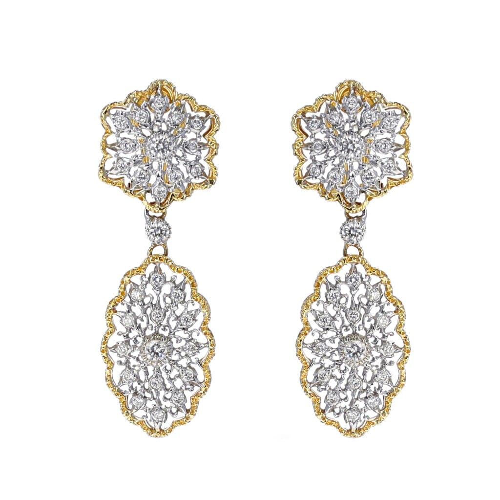 Vintage White Gold, Gold and Diamond Earclips